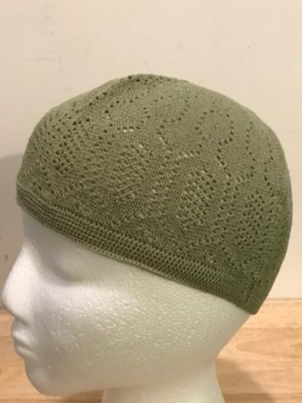 Back To School Turkish Knit Cotton Kufi Mercan Skull Cap Olive Green